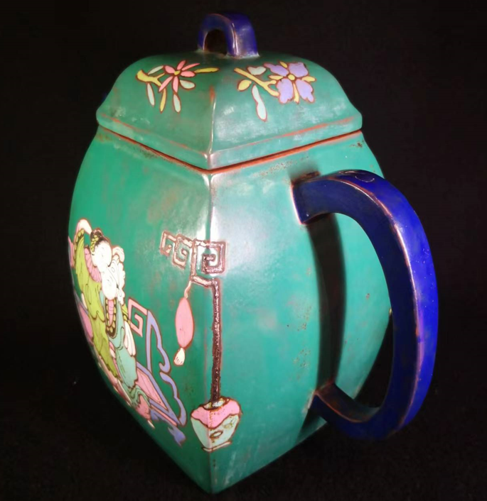 清 华风翔  彩绘大品汉方壶