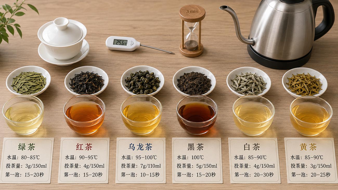 注水有方:六大茶类的冲泡水温与时间密码