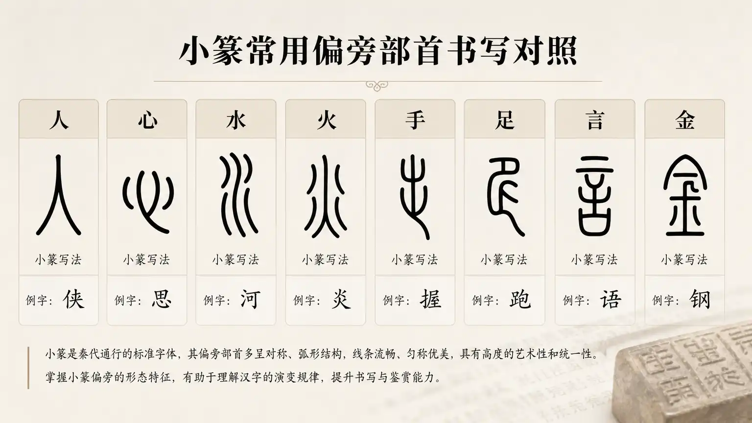 小篆书法技巧(六):结体的规律——偏旁部首与结构法则