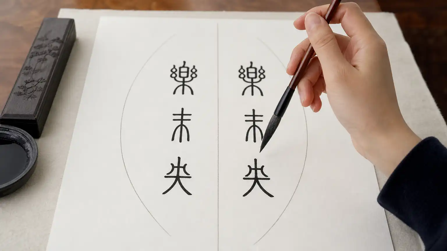 小篆书法技巧(五):弧画的进阶——圈圈与对称