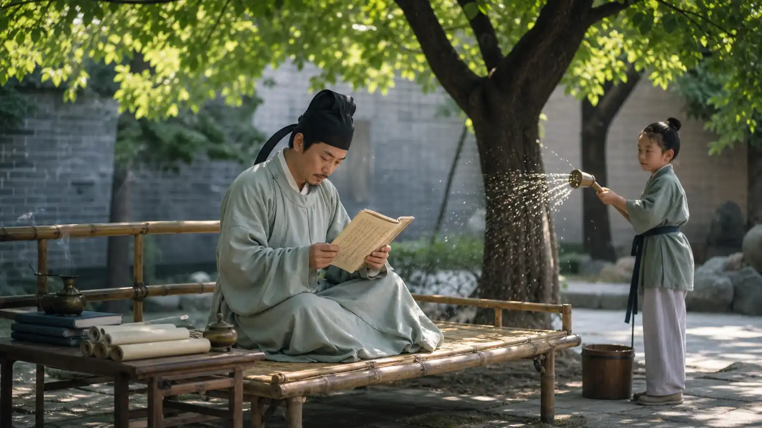 古人夏日读书场景