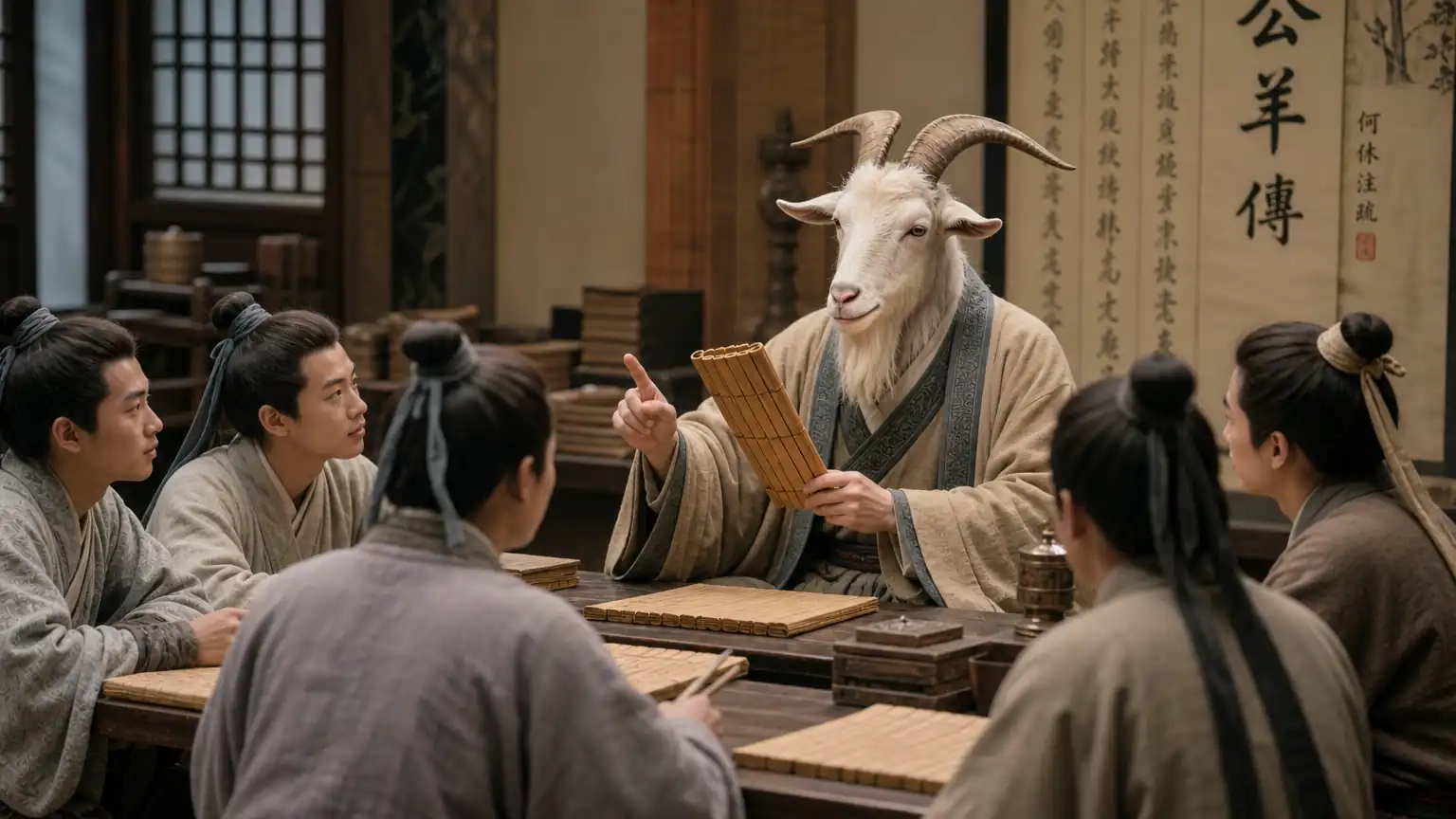 公羊高师徒问辩场景图