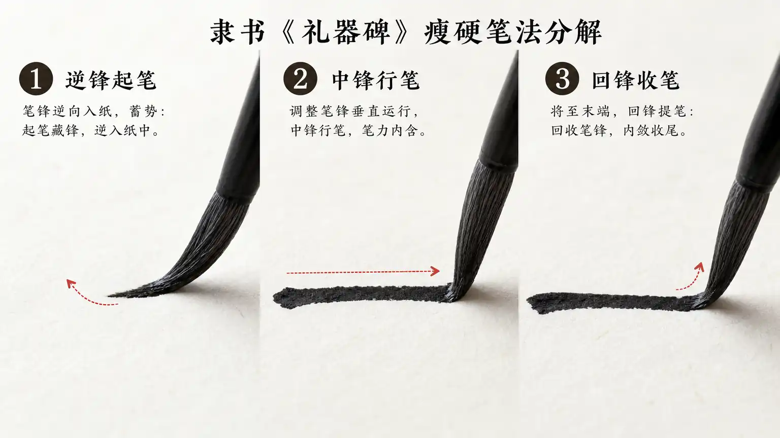 礼器碑起行收笔法分解图