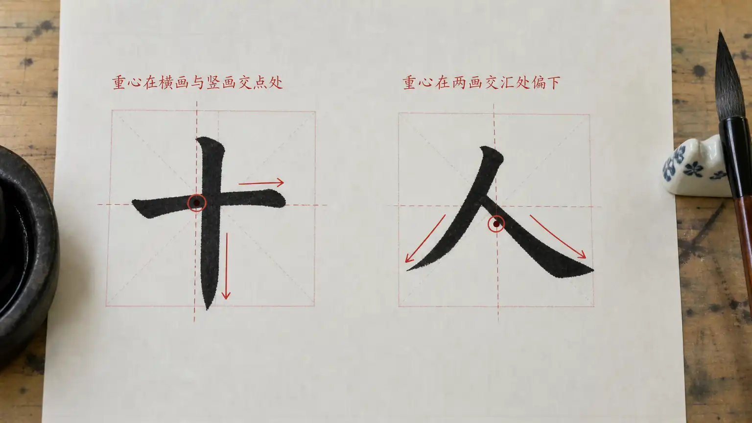 楷书入门(三):楷书独体字重心平衡教学