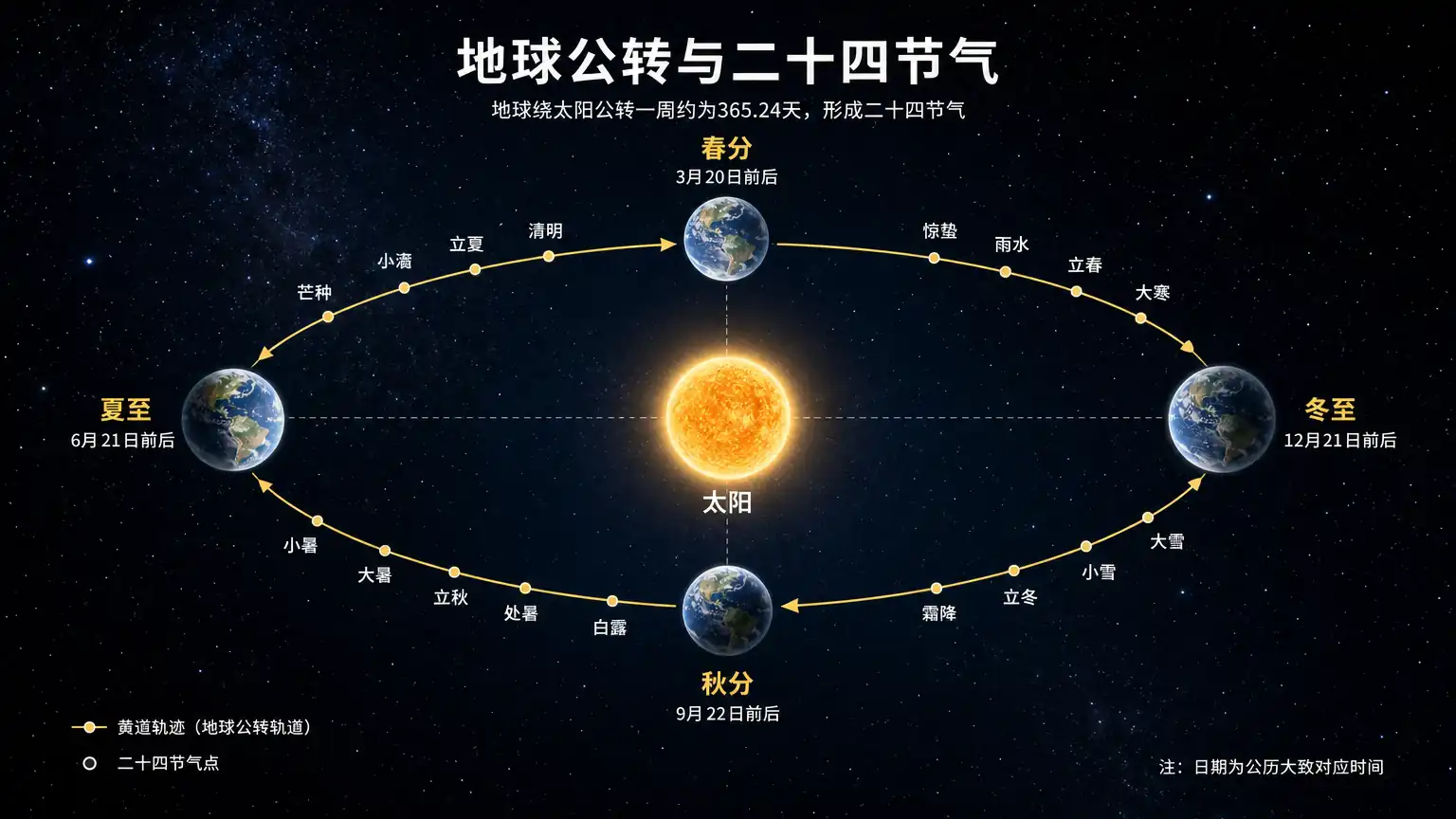 黄道与节气划分示意图
