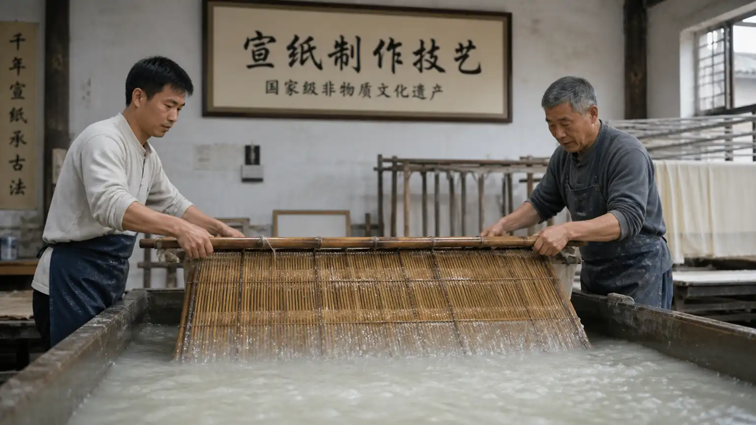 师徒捞纸配合图