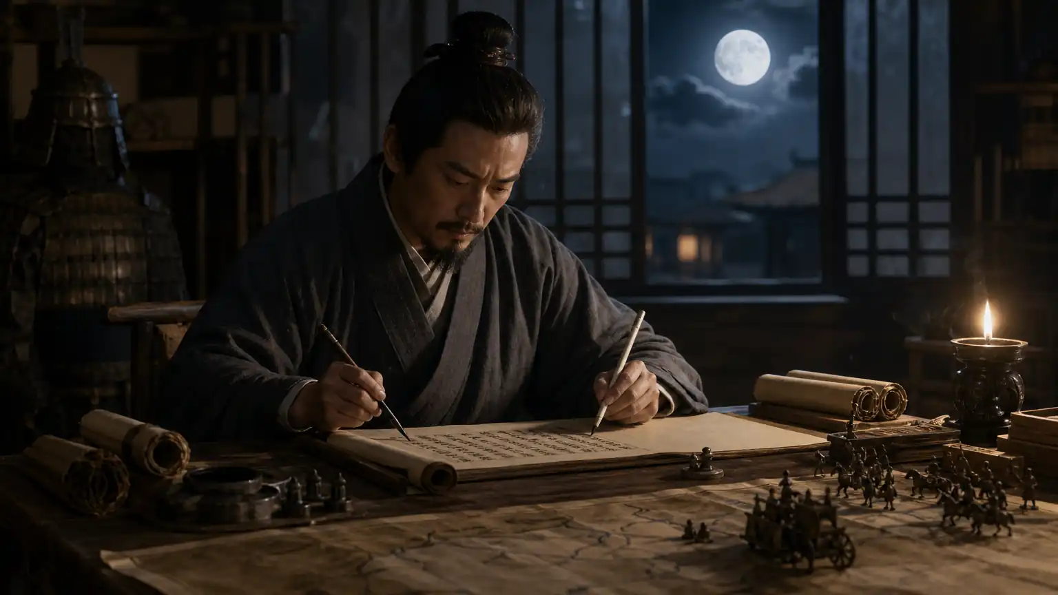 刀光映月光：孙武双笔写下兵法十三篇