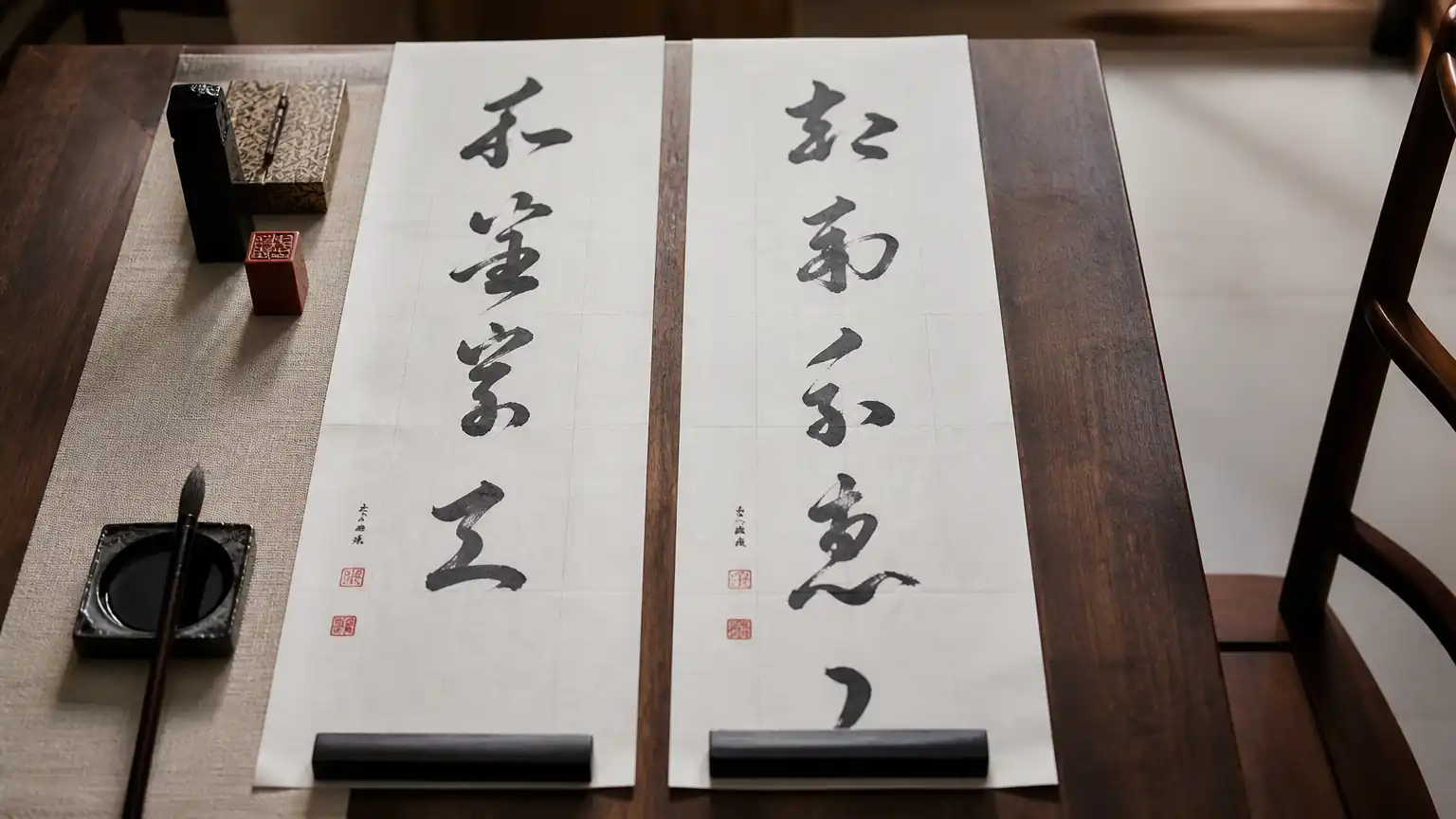 行书对联创作流程示意图