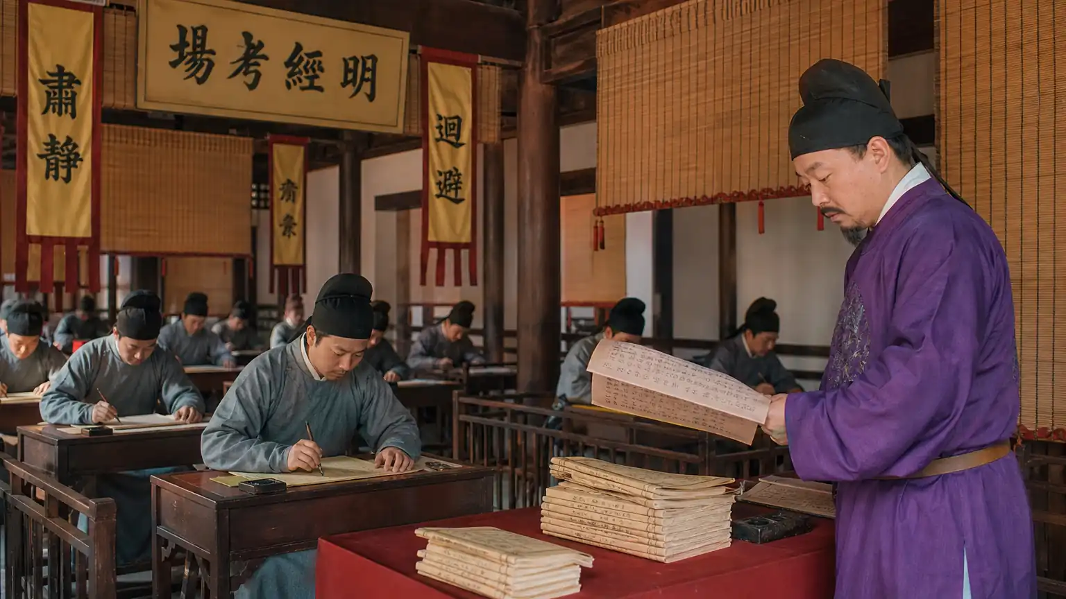 唐代明经帖经考试场景