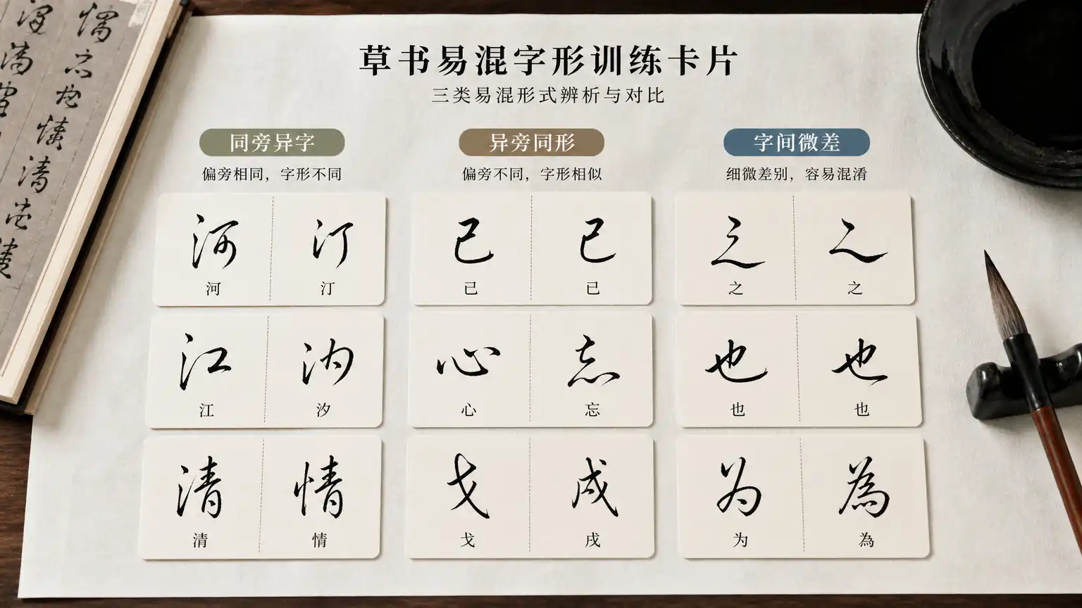 草书入门(二):草诀歌易混字形对比区分训练