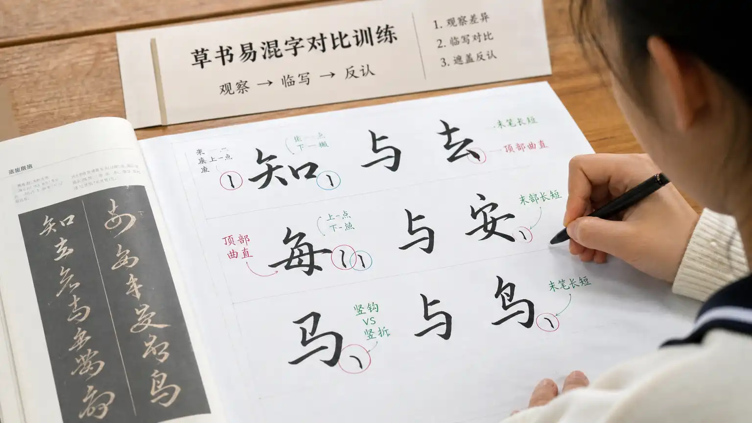 草书入门(二):草诀歌易混字形对比区分训练
