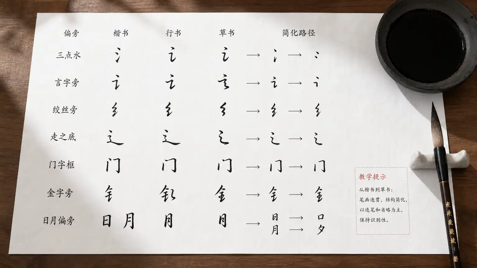 草书入门(三):草书通用偏旁简化拆解教学