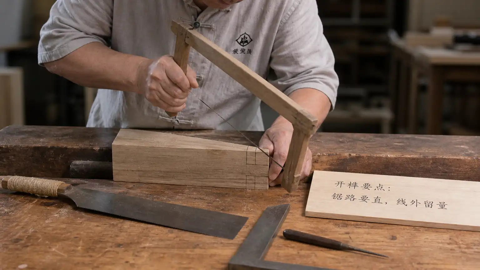 榫卯(三)开榫凿眼的工具与手法配合
