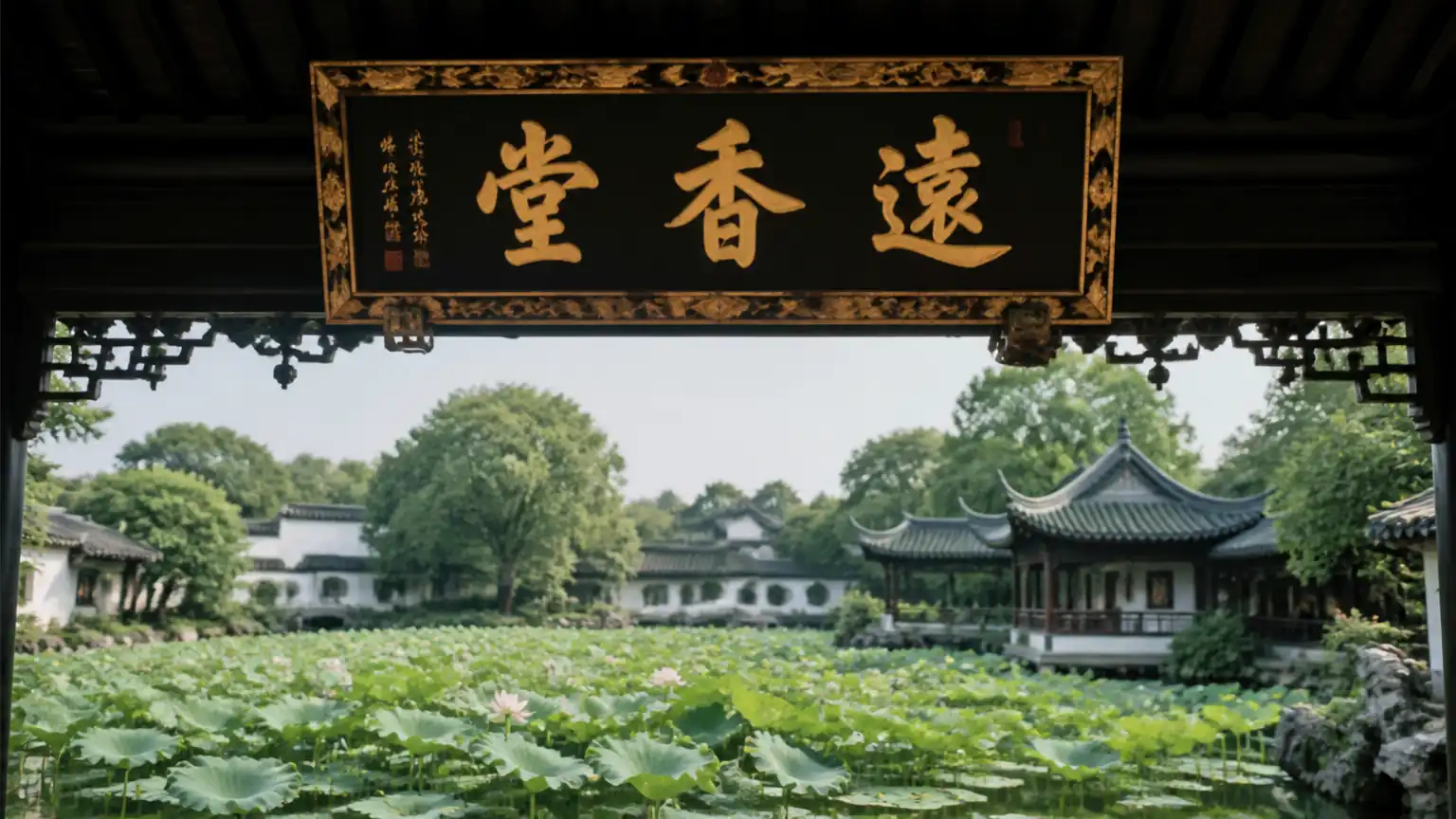亭台匾额:文字意象与园林全景融合