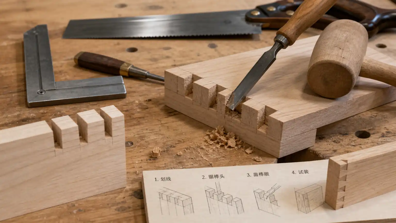 榫卯(四)燕尾榫的力学原理与制作步骤