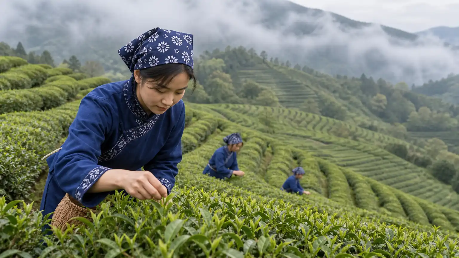 明前雨前春茶采摘时间轴场景