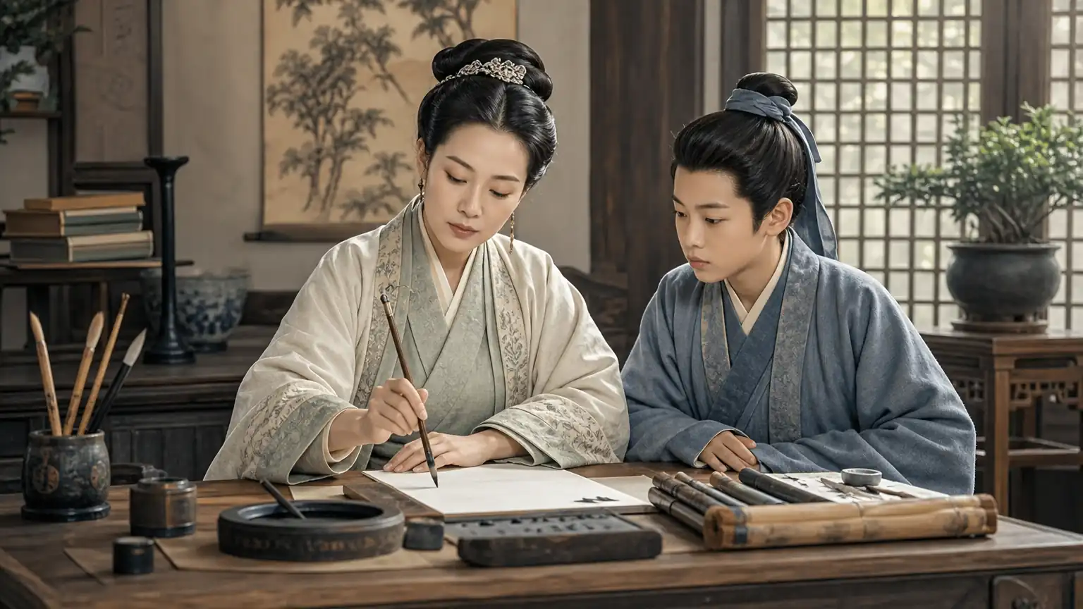 卫夫人授书与魏晋书学传承图