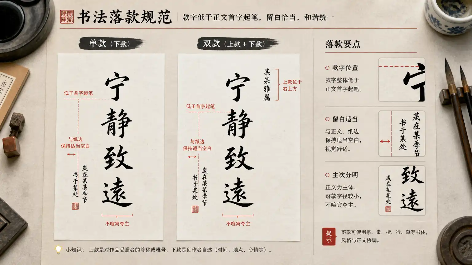 书法落款与印章搭配规范全教学