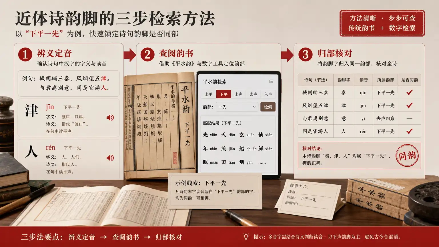 平水韵三步检索流程图