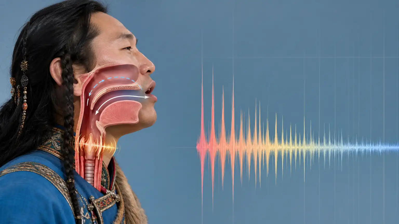 呼麦发声与泛音原理示意图