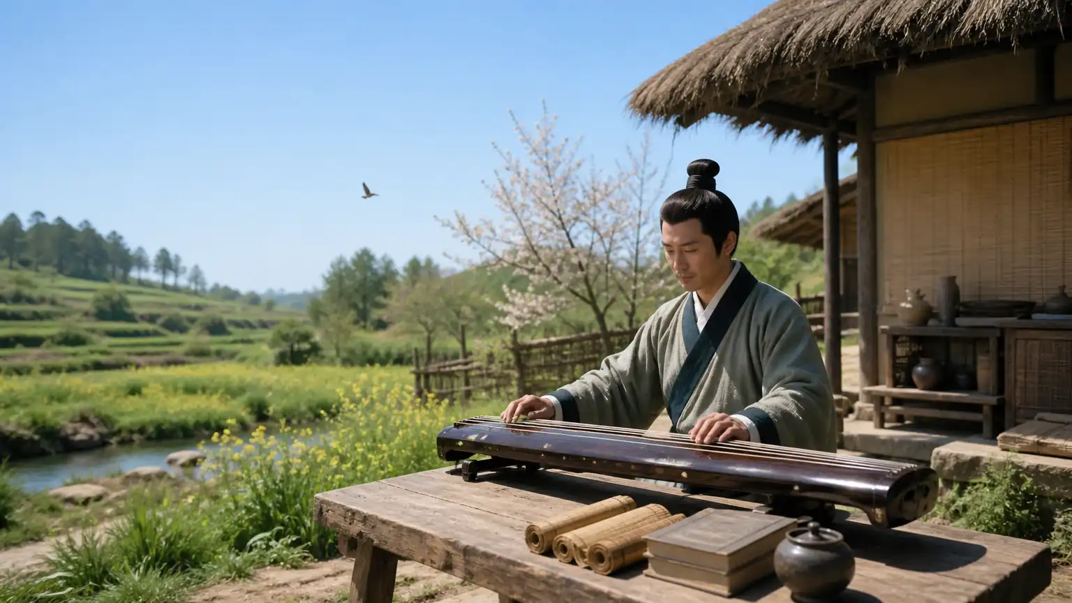 仲春田园琴书生活图