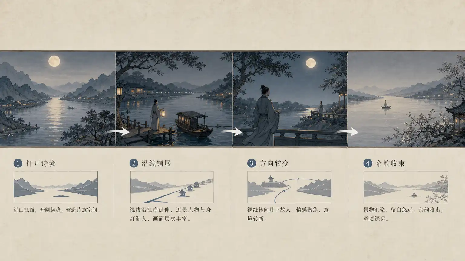 七言绝句起承转合结构示意图