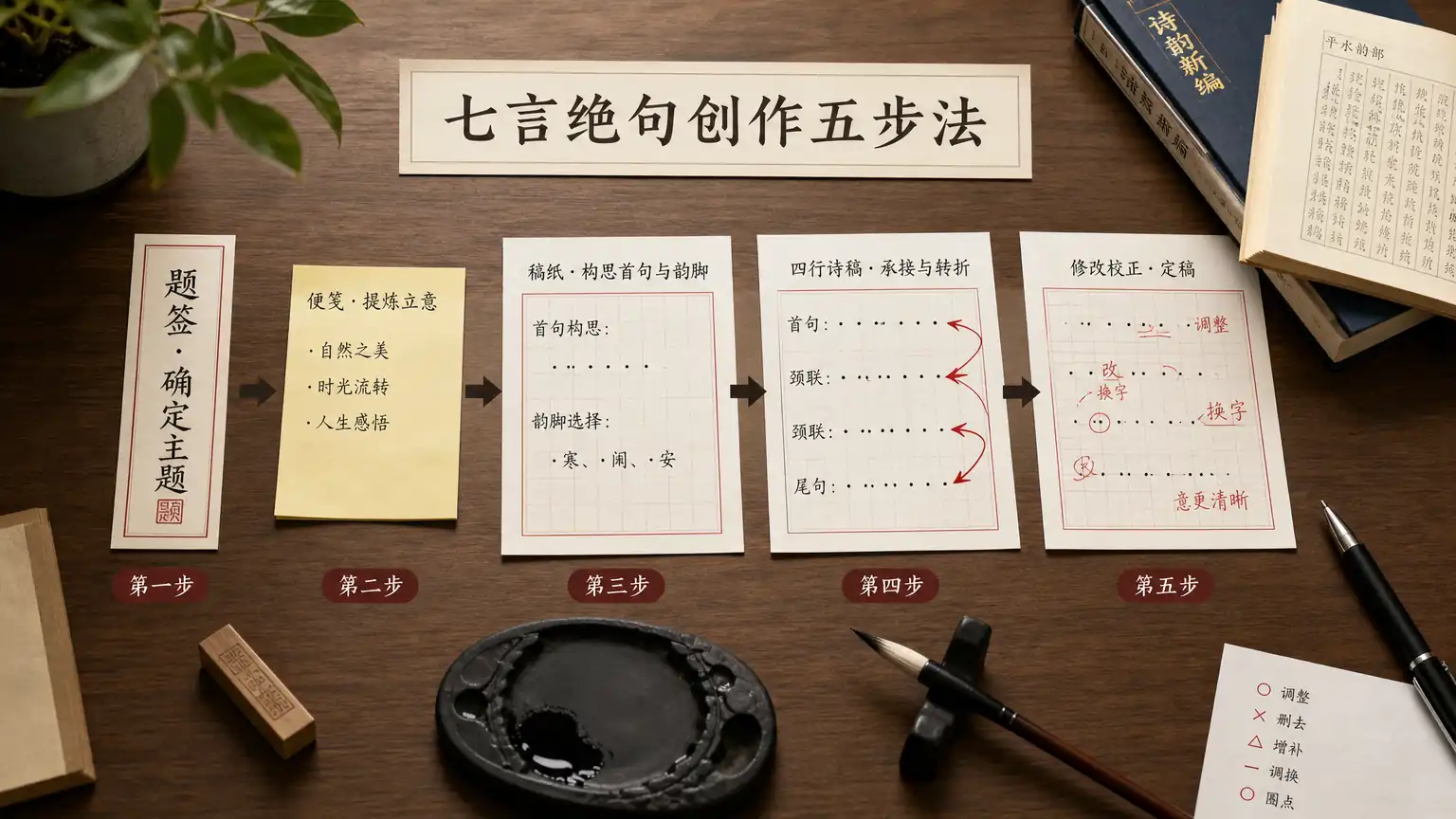 七言绝句五步创作流程图