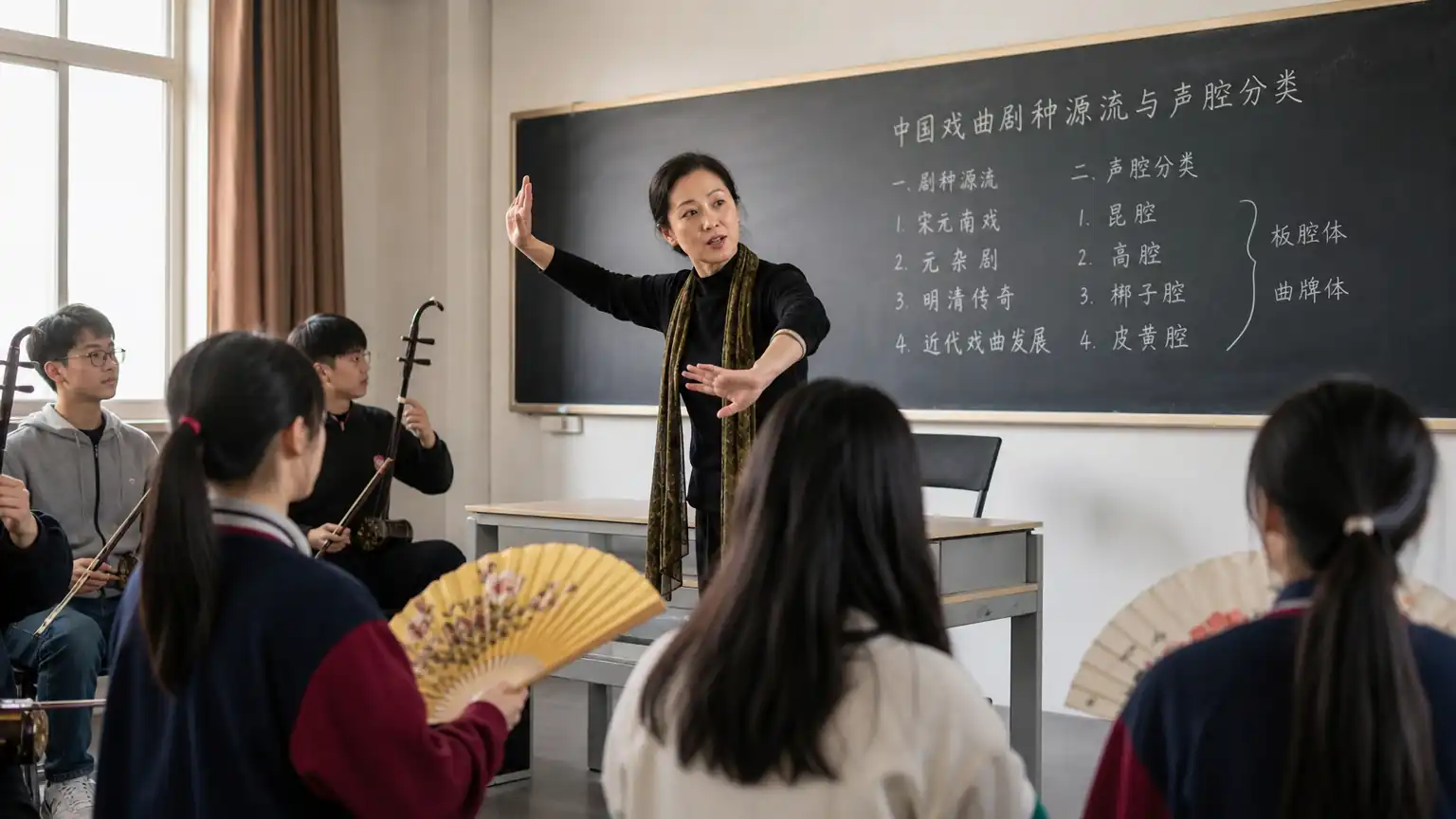 校园戏曲社团教学现场图