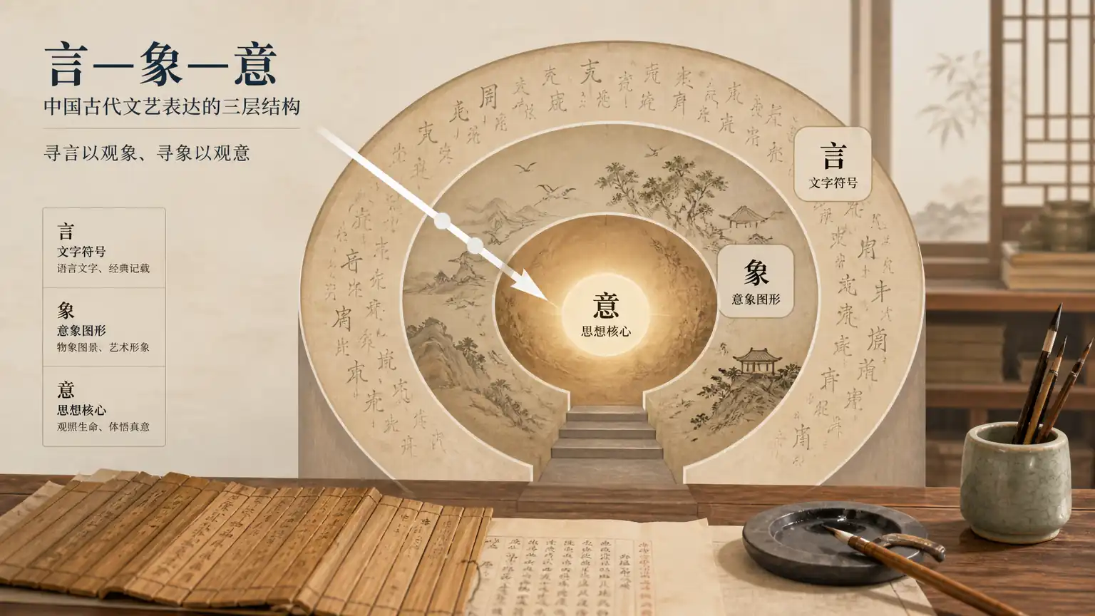 言象意三层递进结构示意图