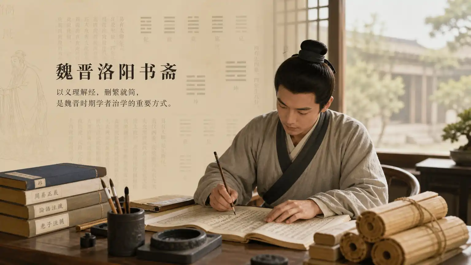王弼义理解易书斋场景图
