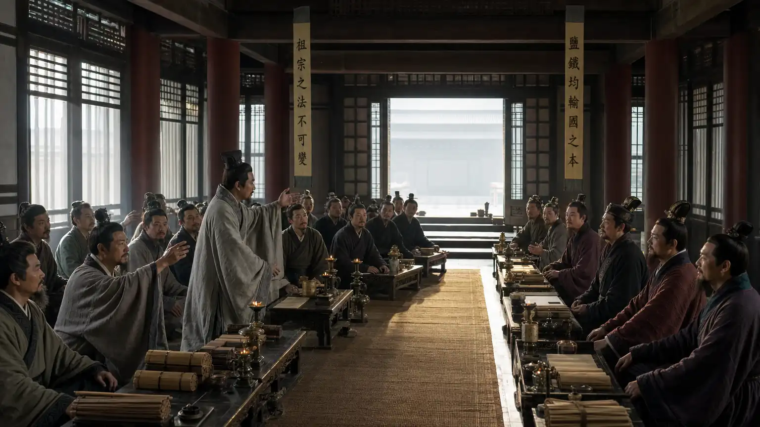 未央宫盐铁会议辩论场景图