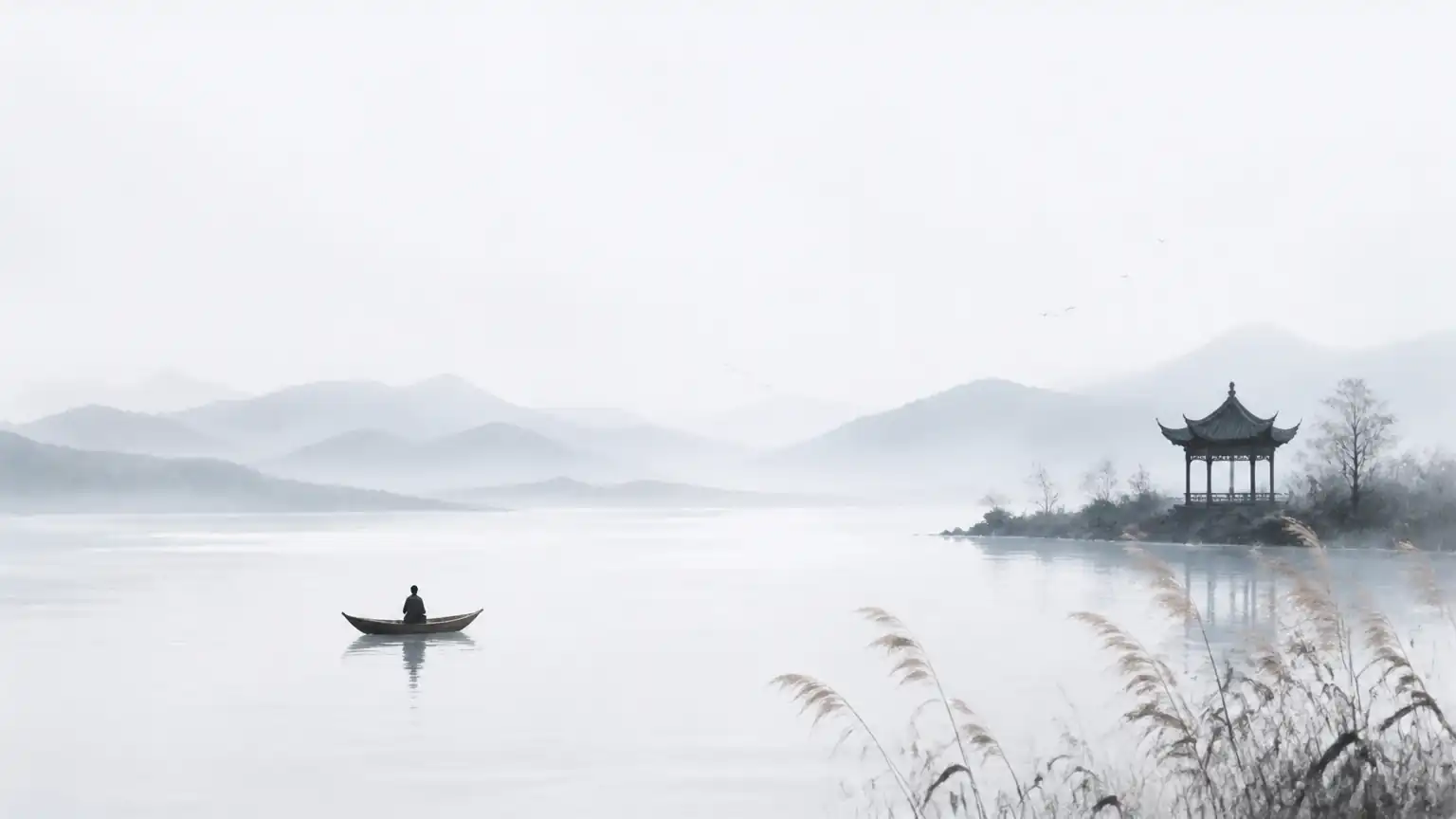 无名山水留白图