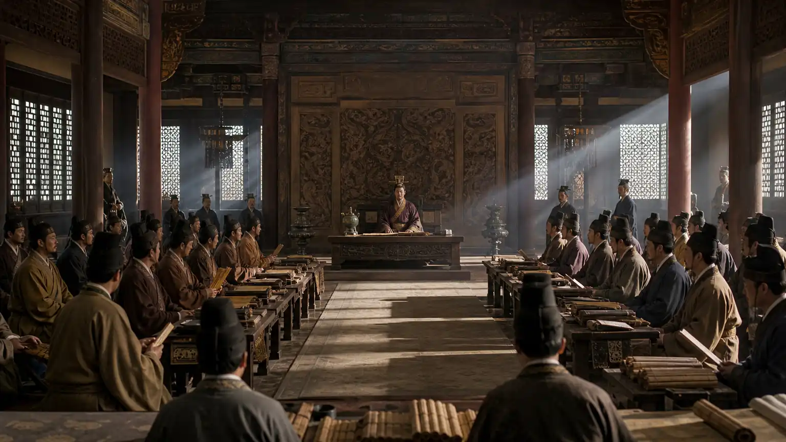 白虎观御前经学会议场景