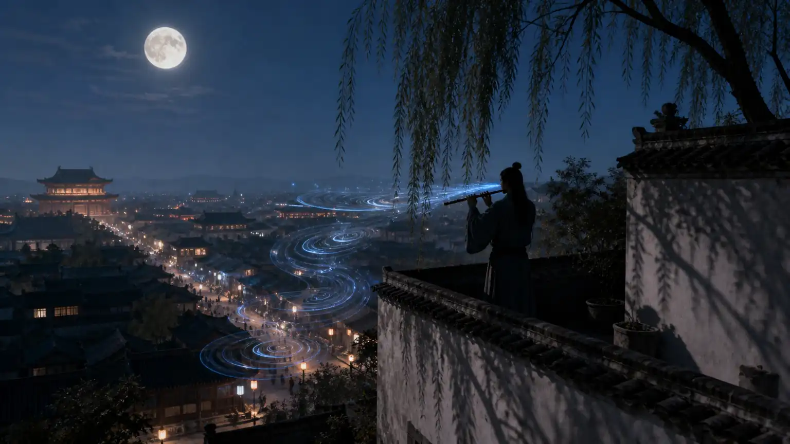 春夜洛城闻笛图