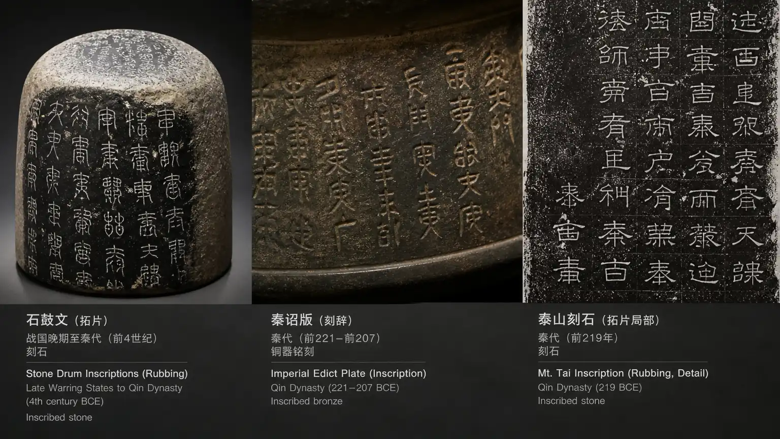 秦代刻石与诏版篆书对照图
