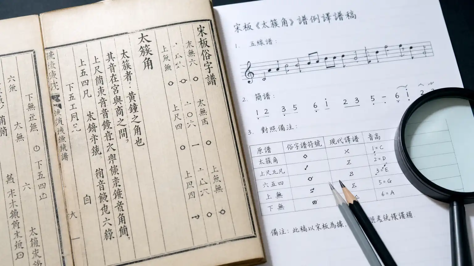 白石道人歌曲旁谱与译谱对照