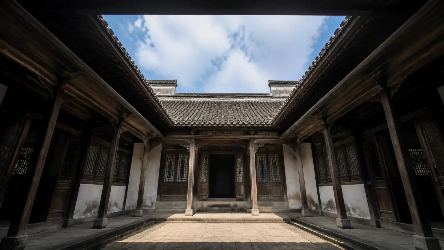 徽派天井四水归堂建筑构造图