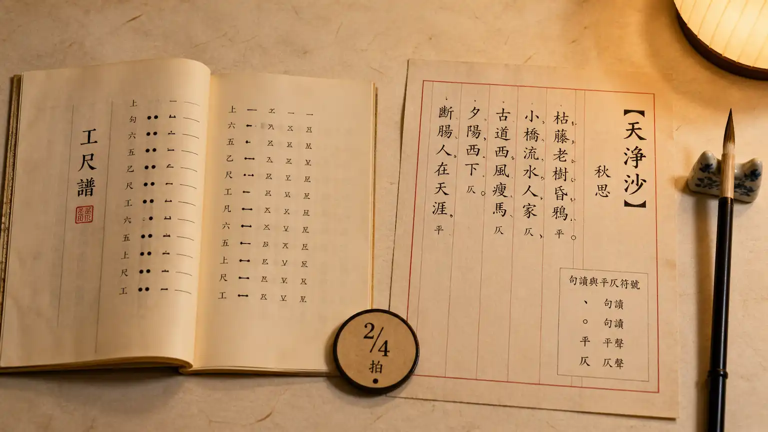 曲牌乐谱与填词示意图