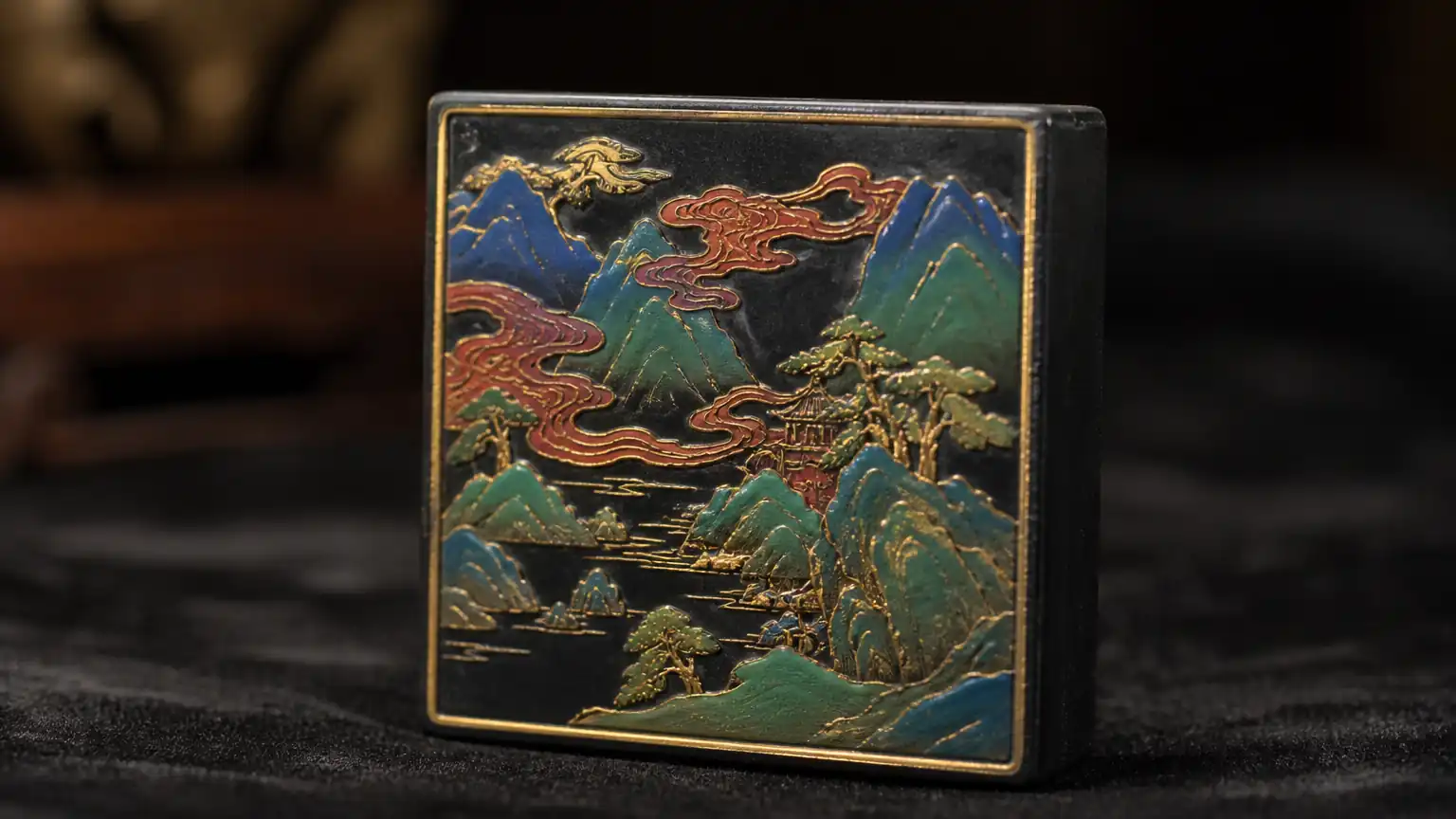 墨锭彩绘描金细节图
