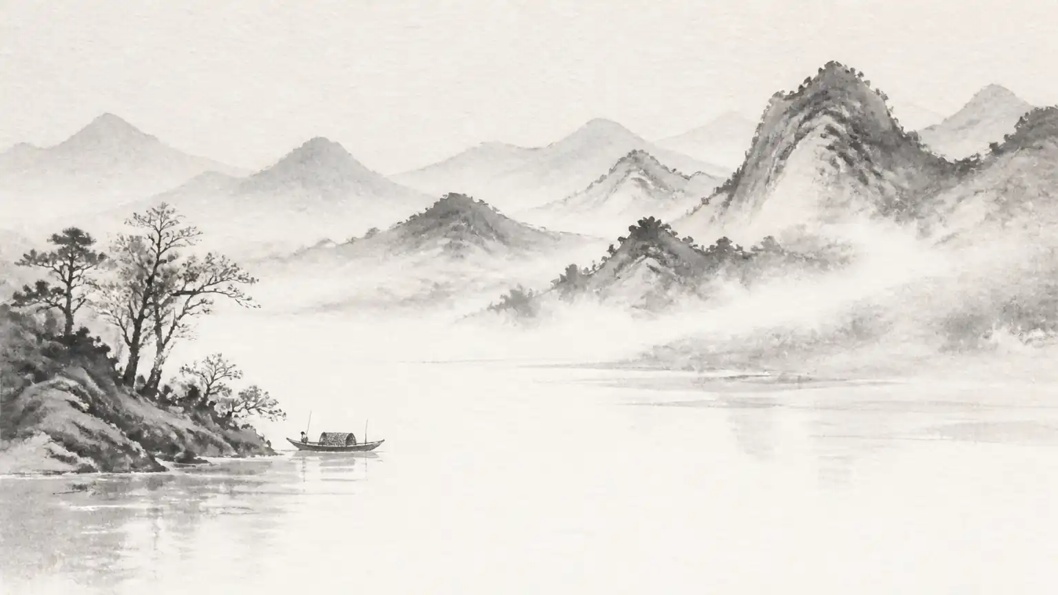 淡远水墨意境图