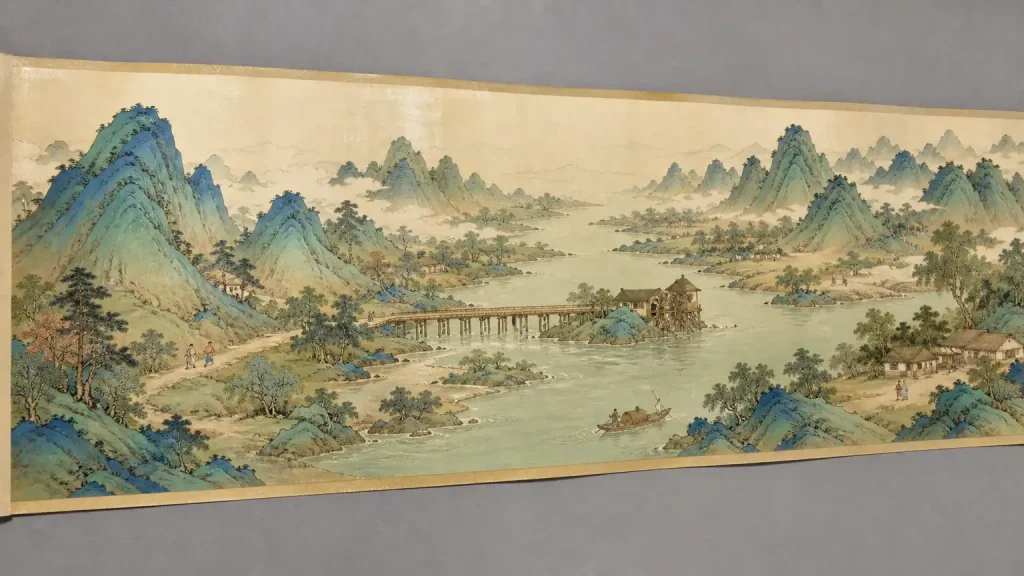 王希孟千里江山铺展青绿恢弘景致
