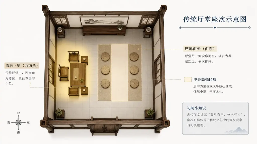 居不主奥坐不中席：室内位次与日常谦让