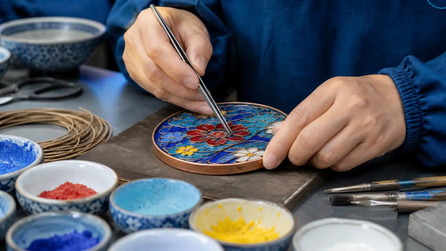 掐丝珐琅制作图