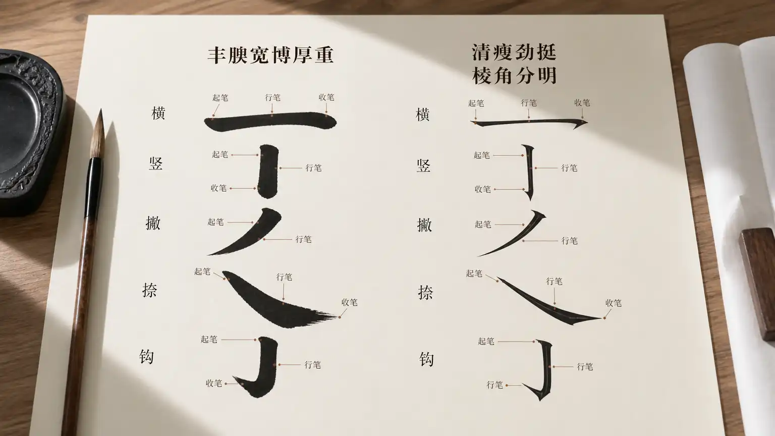 颜筋柳骨楷书风格对比图