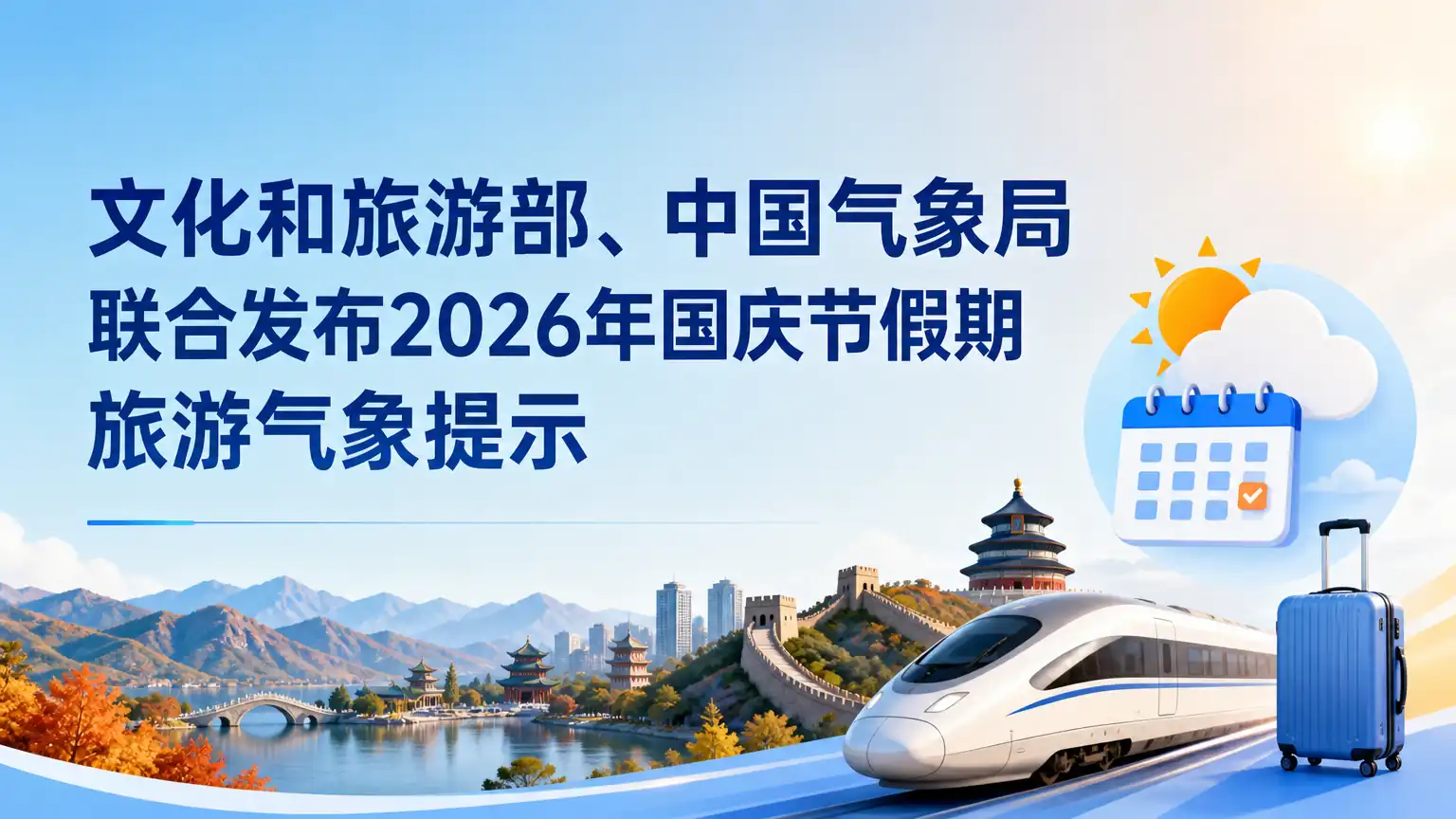 文化和旅游部、中国气象局联合发布2026年国庆节假期旅游气象提示