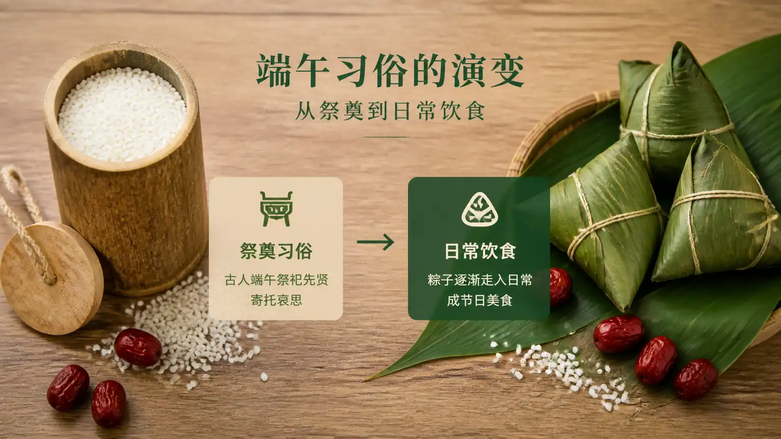 竹筒贮米与箬叶粽子对照图