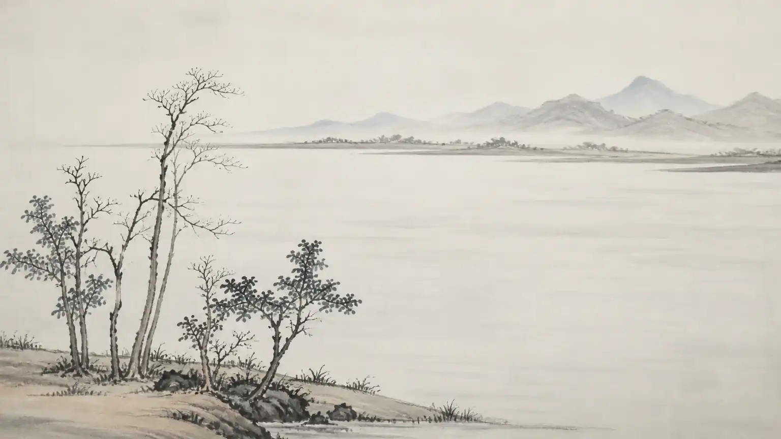 倪瓒一河两岸构图示意