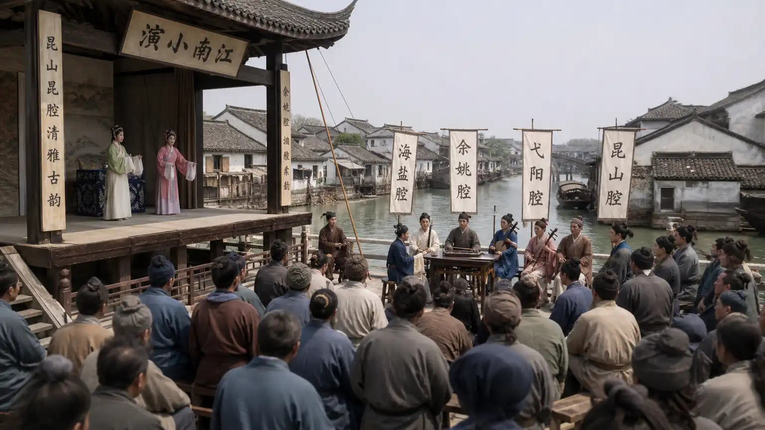 明代江南声腔竞演场景图