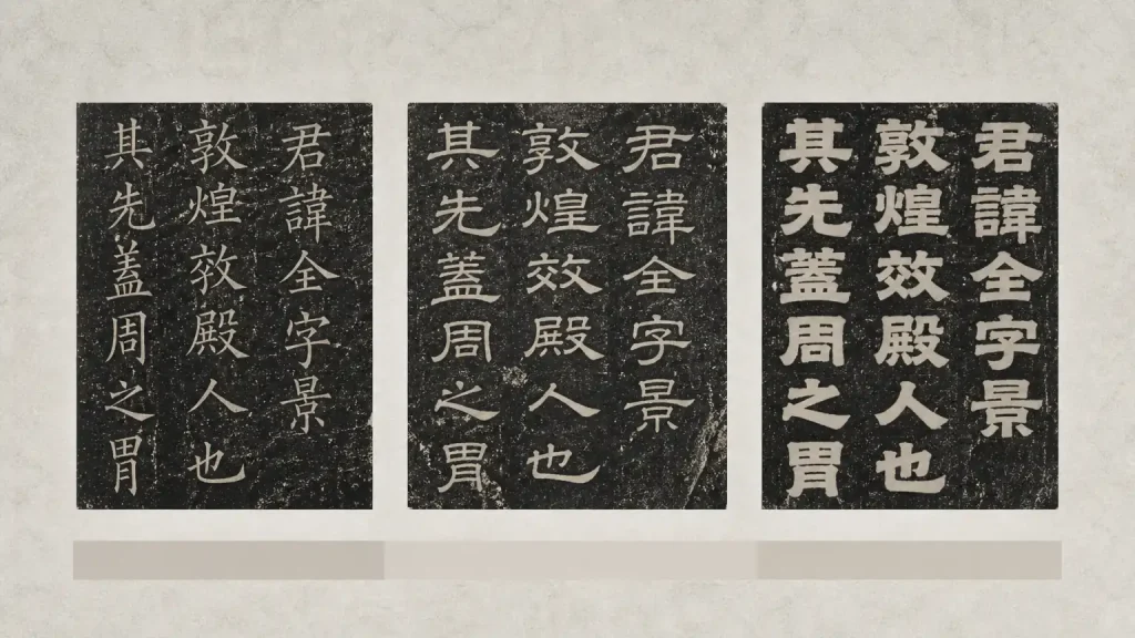 《礼器碑》《石门颂》《张迁碑》三家硬直大气书风横向对比