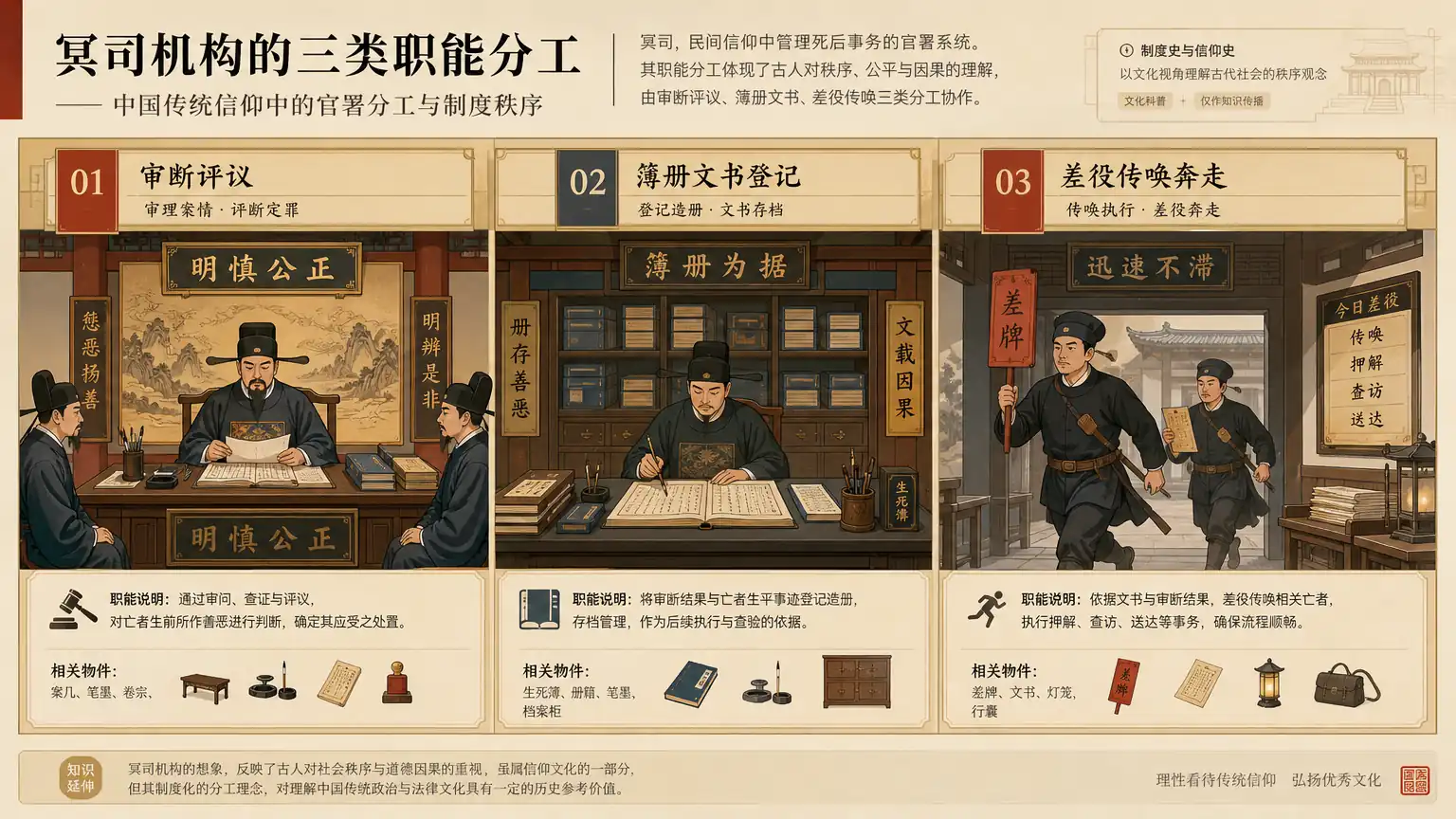 冥司官署三类职能分工示意图